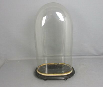 Antique Victorian Oval Hand Blown Glass Globe Dome Doll Clock 18.89" 10.11"