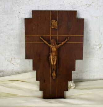 Lovely Hanging Wooden Crucifix Inlay Christianity Cross Jesus Christ Religious