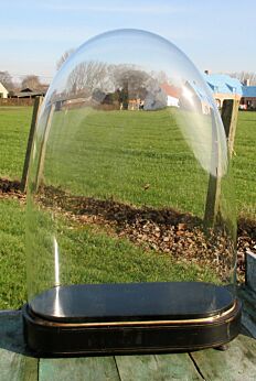 Rare Large Antique Oval Hand Blown Glass Dome Globe Mantel Clock Display 21.46"
