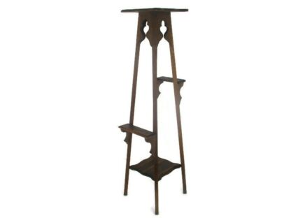 Art Nouveau Pedestal Side Table Plant Flower Stand 2 Tier with 2 side Boards