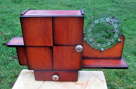 SOLD Vintage French Wood Display Medicine Cabinet Glass Apothecary art deco