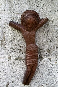Mid Century Design Ceramic Modernist Crucifix Brown Jesus Christ Lovely 12.99"