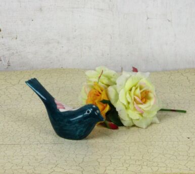 Ernestine Salerno Italy Bird Pepper or Saltshaker Blue Flower Pattern HTF Retro