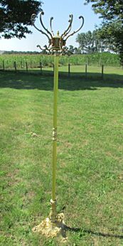 Ornate Vintage Coat Hat Rack Hall Tree Stand Floor Brass Authentic Lovely Foot