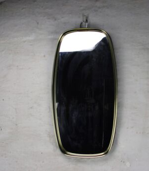 Small Oval Wall Mirror Mid Century Modern Aluminium Rockabilly 50s 18.11"