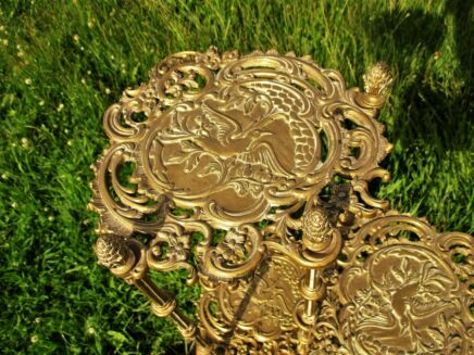 Ornate Brass Pedestal Display Table Plant Stand 3 Tier Birds Hollywood Regency