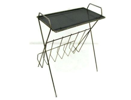 Mategot Style Mid Century Modern Magazine Newspaper Basket Rack Funky Modernist Chrome Perforated Metal