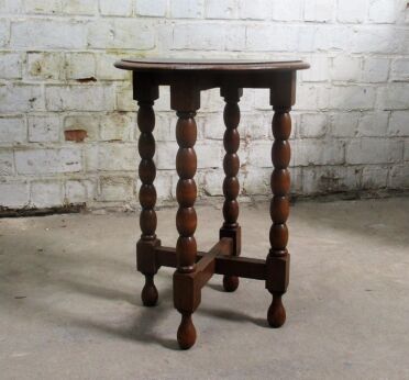 Small Bobbin Legs Wooden Side Occasional Wine Table Pedestal Plant Stand 17.71"