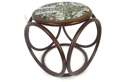Vintage Footstool Ottoman Bentwood Circular Thonet Style Mid Century