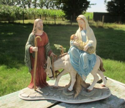 Gorgeous Statuette Figurine Holy Family Flight to Egypt Porcelain Vintage WOW