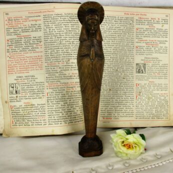 Virgin Mary Madonna Holy Mother Our Lady Hand Carved Wood Statue Sculpture
