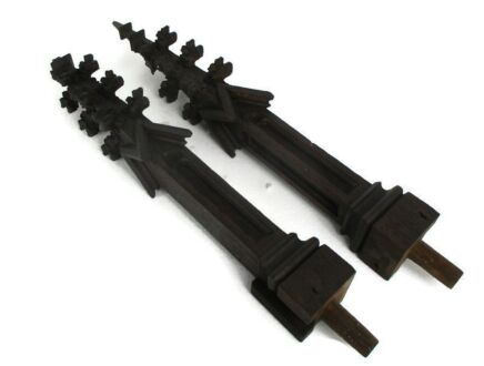Neo Gothic 2 Large Reclaimed Carved Wood Large Spindles Balusters Trim Posts Pillar Salvaged Antique