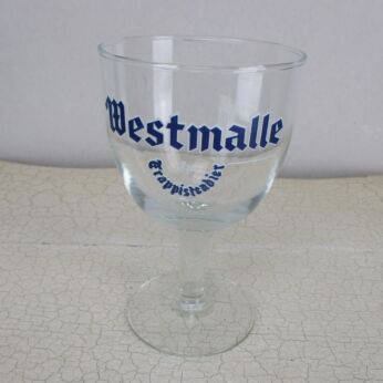 Westmalle Trappist Belgian Ale Stemmed 0.33L Chalice Beer Glass Blue Label HTF