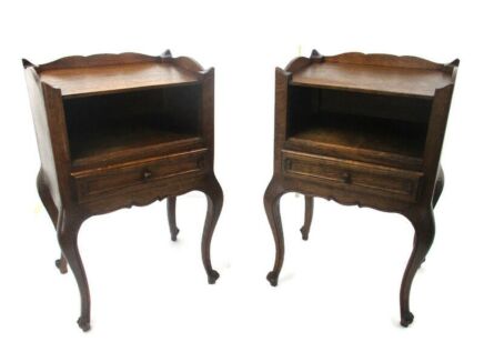 Pair French Louis XV/XVI Style Wooden Nightstands End Tables