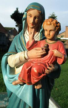 Large Statue Virgin Mary Madonna with Child Plaster Statuette Stunning 21.06"
