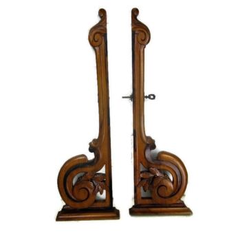 Couple Corbels Hand Carved Wood Pediment Over Door Architectural Standing Tall