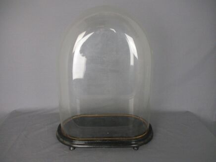 Antique Victorian Oval Hand Blown Glass Globe Dome Doll Clock 19.48" H 14.96"W