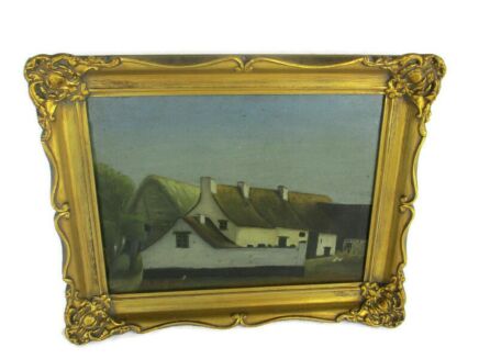 Beautiful Oil Painting on Canvas  Framed Farm Vintage Lovely Signed H. Clothan