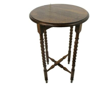 Barley Twist Wooden Side Wine Table Pedestal Plant Bonsai Stand Georgian Barn Country Style French Oak