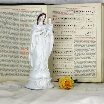Large Antique 1900 Vieux Paris Porcelain Bisque Statue Virgin Mary 11.81"