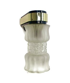 Design Retro Mid Century Modernist Space Age Wall Sconce Glass Two Toned Chrome
