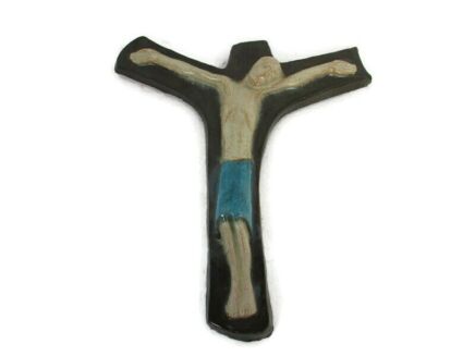 L Mid Century Modern Ceramic Crucifix Rogier Vandeweghe Amphora Belgium