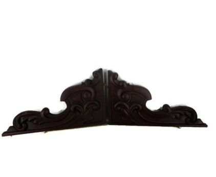Pair Antique Corbels Hand Carved Wood Pediment Ornate Over Door Architectural
