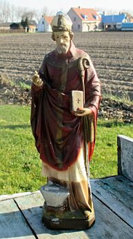 Statuette St Eligius of Noyon Patron of Forgers France Plaster Rare 13.18"