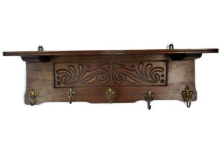 French Hand Carved Wood Coat Kitchen hat Rack bathroom Kitchen Towels