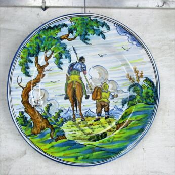 Large Charger Wall Plate Talavera Spain Majolica Don Quichotte Sancho Panza