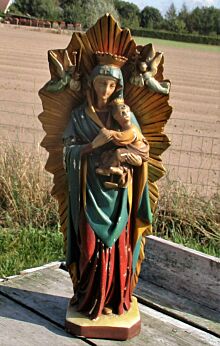 Virgin Mary Lady of Perpetual Help  Infant Plaster Statue Angel Polychrome 19.49"
