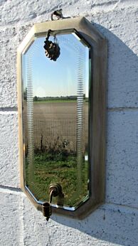 Lovely Mirror with Candle Holder Etched Beveled Glass Vanity Dresser Romantic