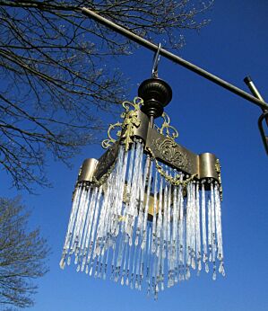 French Ornate Chandelier Straw Glass Prisms Garlands Guirlandes Art Nouveau