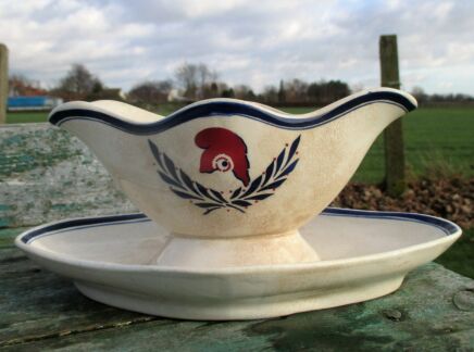 French Antique Sauce Gravy boat France Moulin des Loups Dachies Hamage marked