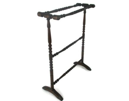 Standing Quilt Towel Blanket Comforter Rack Wood Bobbin Legs Jacobean Style