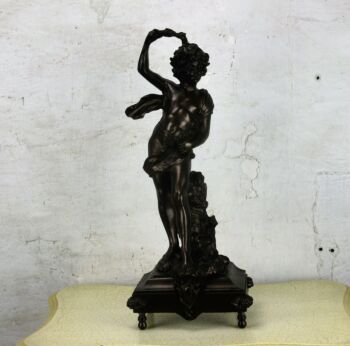 Large Statue Cherub Putti Bronze Style Resin Ornate Heavy Decorative 22"