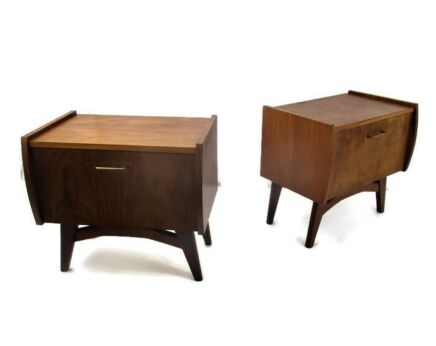 Retro Pair Danish Modern Teak Nightstands End tables Mid Century Modernist WOW