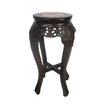 Tall Carved Red Wood Rosewood Chinese Marble Top Hall Console Bonsai Table Pedestal