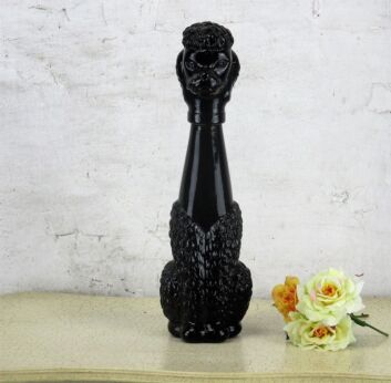 Vintage Black Poodle Dog Glass Decanter Bottle 16.14"