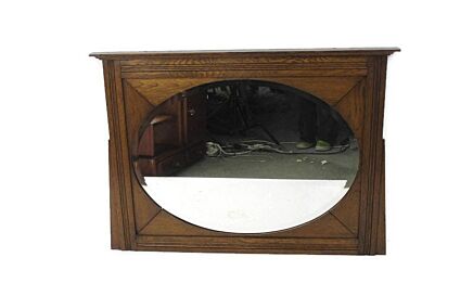 Large Mirror Ornate Beveled Glass Wooden Frame Headpiece Pediment Reclaimed Gorgeous