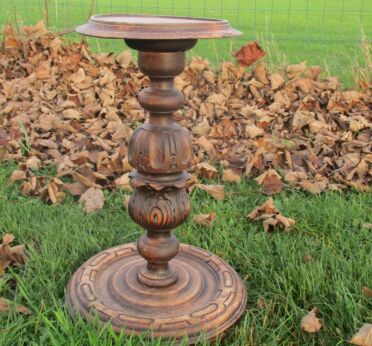 Vintage Carved wood Pedestal Display Table Plant Stand 17.72"