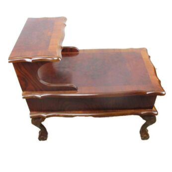 Two Tier Table Nightstand Drawer Lion Legs Louis XV Style two toned Wood Lovely