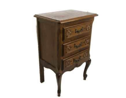 Louis XVI style Bedside End Table Cabinet Nightstand Wood Chest of Drawers 3 drawers 50s