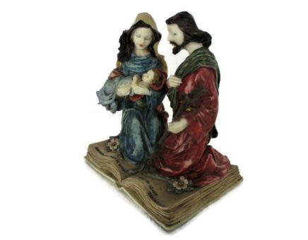 Holy Family Gloria in Excelsis Saint Joseph Madonna Mother Mary Infant Jesus Nativity Jesaja 9-6 Hard Plastic For unto us a Child is born