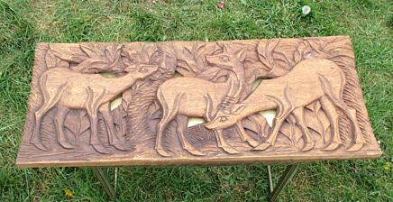 Vintage Hand Carved Oak Panel Deer Wall Panel Decorative Gorgeous