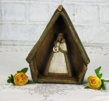 Our Lady de la Sarte Virgin Mary Madonna With Infant Child Chapel Plaster Statue