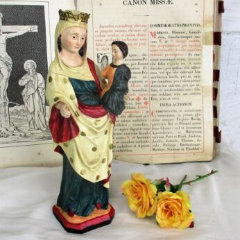 Polychrome Virgin Mary Our Lady Madonna Resin Statue Infant Child Sweet 11"