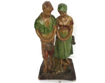 Statue The Angelus after Jean Francois Millet Ave Maria Praying Farmers Plaster