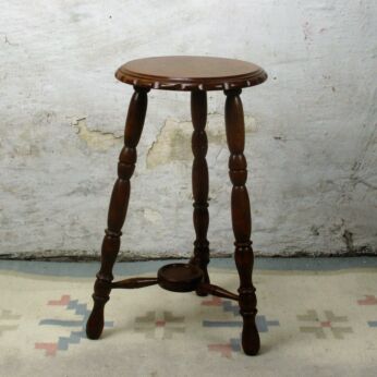 Jacobean Bobbin Legs Wood Side Occasional Table Pedestal Plant Stand Two Tier