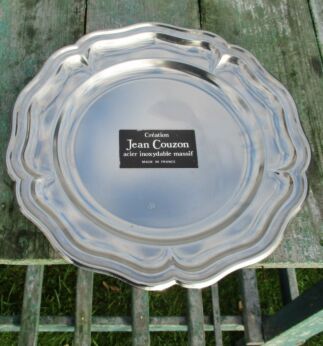 Authentic Jean Couzon French Serving Tray Plate Platter Stainless Steel Round